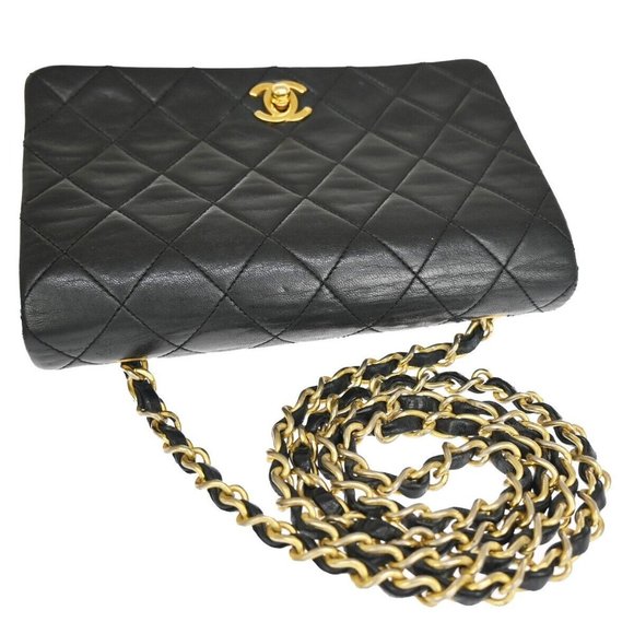 CHANEL CC Mini Matelasse Full Flap Chain Shoulder Bag Leather Black GHW 645LC499 - Picture 9 of 16